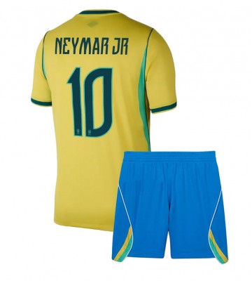 Brasilien Neymar Jr #10 Replika Hemmatröja Barn VM 2026 Kortärmad (+ Korta byxor)